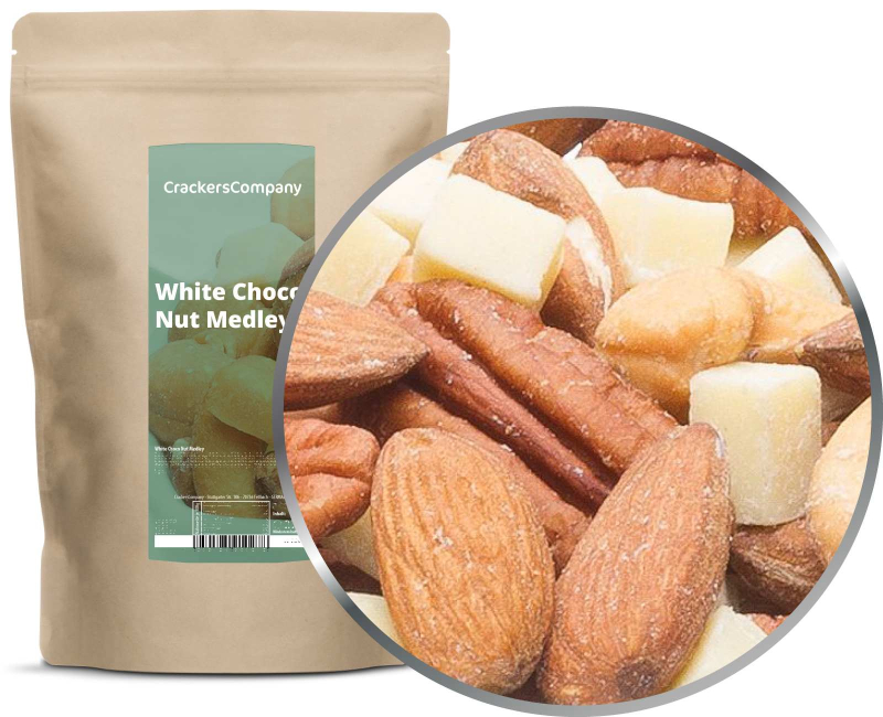 WHITE CHOCO NUT MEDLEY ZIP Beutel 500g – ZIP-Beutel