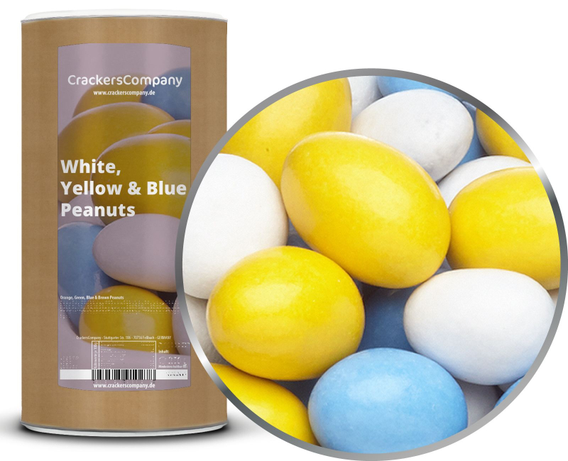 WHITE, YELLOW & BLUE PEANUTS composite can large 950g – Large composite tin