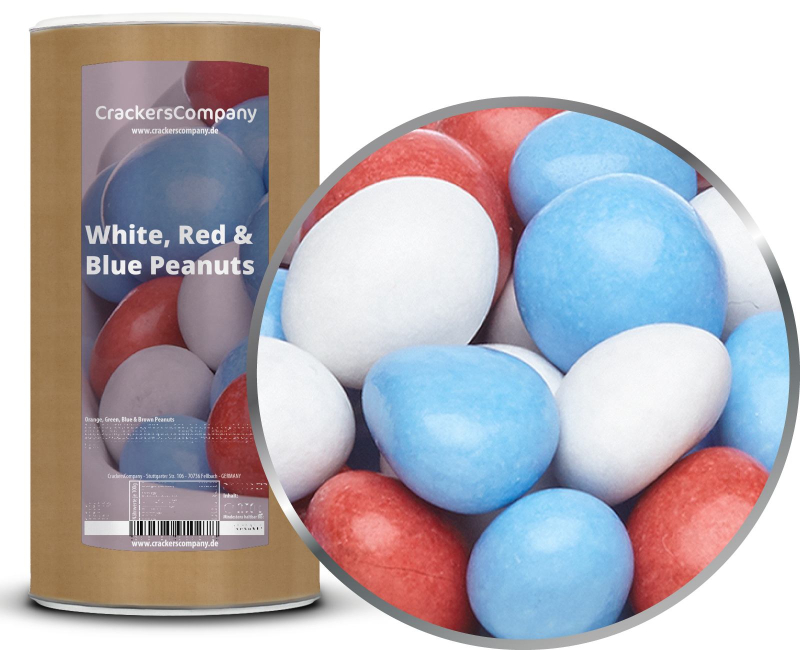 WHITE, RED & BLUE PEANUTS composite can large 950g – Large composite tin
