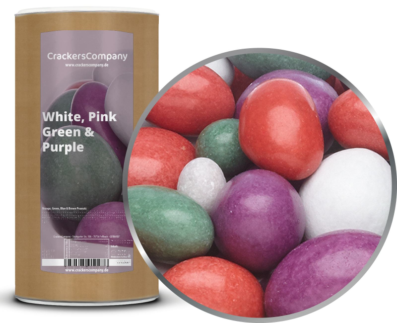 WHITE, PINK, GREEN & PURPLE PEANUTS Membrandose groß 950g – Membrandose groß