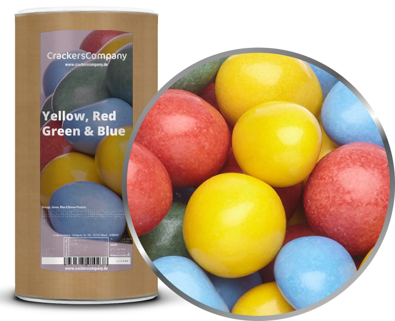 YELLOW, RED, GREEN & BLUE PEANUTS Membrandose groß 950g – Membrandose groß