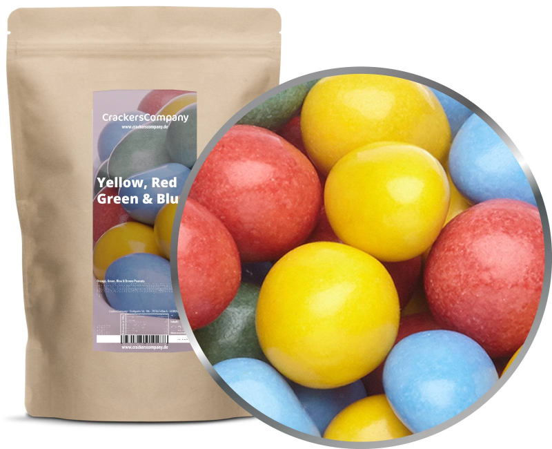 YELLOW, RED, GREEN & BLUE PEANUTS ZIP Beutel 750g – ZIP-Beutel