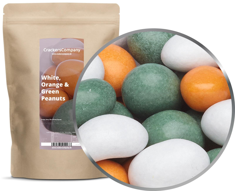 WHITE, ORANGE & GREEN PEANUTS ZIP bag 750g – ZIP pouch
