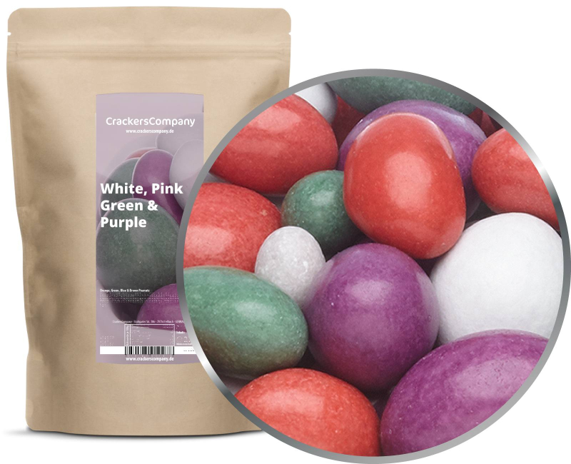 WHITE, PINK, GREEN & PURPLE PEANUTS ZIP Beutel 750g – ZIP-Beutel