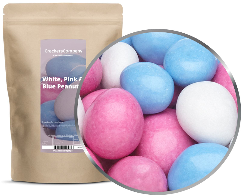 WHITE, PINK & BLUE PEANUTS ZIP bag 750g – ZIP pouch