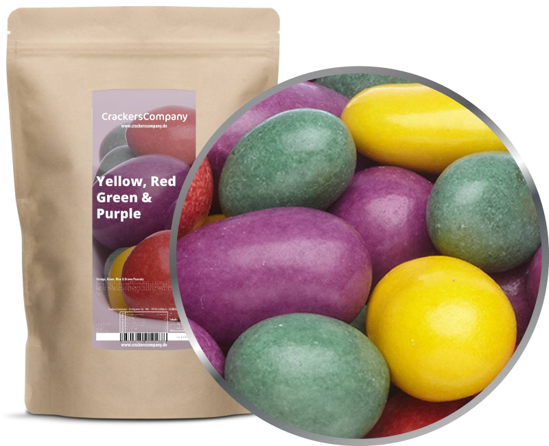 YELLOW, RED, GREEN & PURPLE PEANUTS ZIP bag 750g – ZIP pouch
