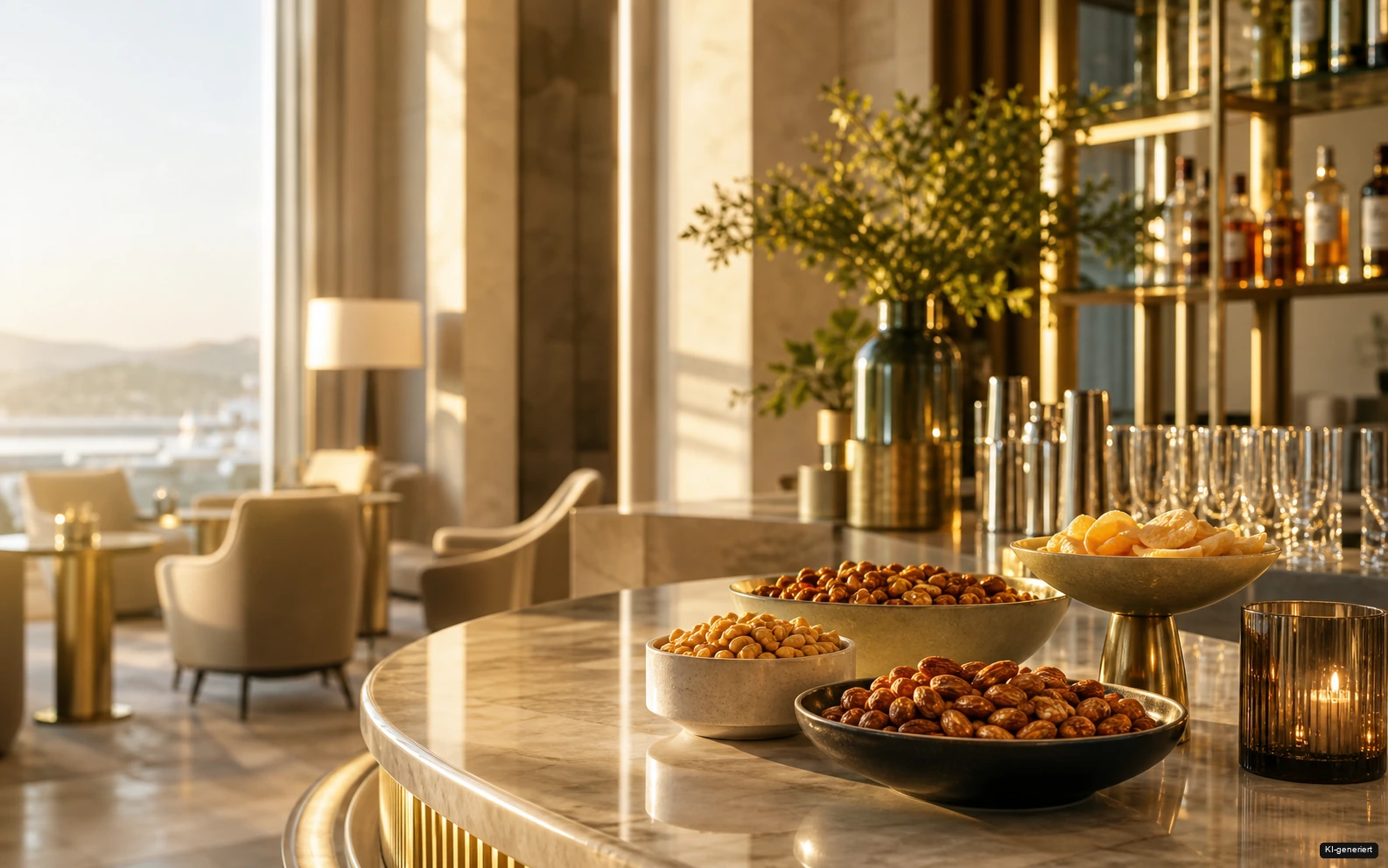 AI-generated – premium hotel lounge with an elegant snack service