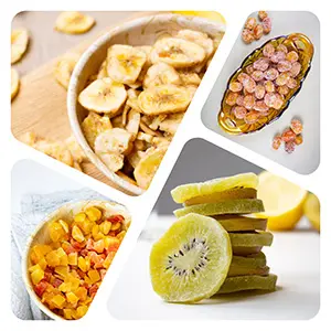 Collage of a natural and fruity snack selection