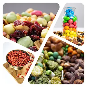 Collage of a sweet and salty snack selection